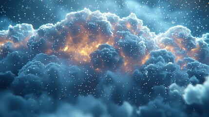 Fototapeta na wymiar Cloud floating over rain on blue room background. Minimal idea concept.