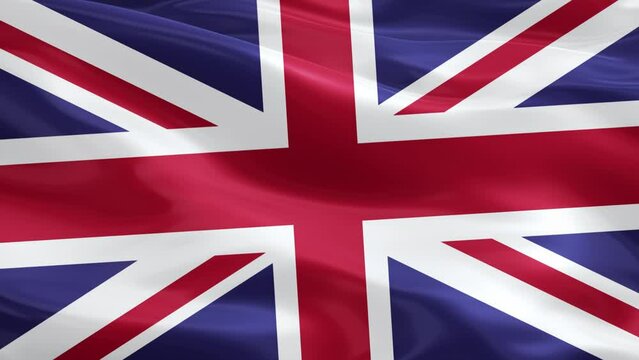 United Kingdom national flag waving in the wind. Continuous looping animation of the United Kingdom flag. Closeup of the United Kingdom flag.
