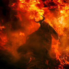 fantasy creature in burning fire 