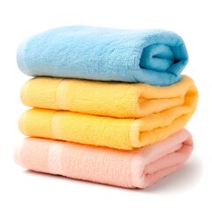 Stack of clean towels isolated on white background. Clipping path included.