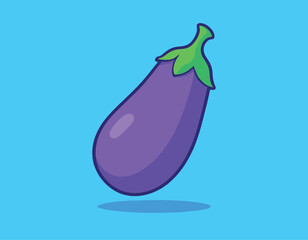 Eggplant vegetable cartoon vector icon illustration food nature icon concept isolated premium flat