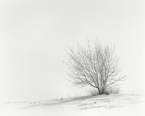 A tree is standing alone in a field