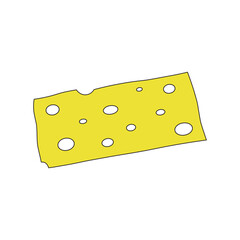 Kids drawing cartoon Vector illustration sliced cheese icon Isolated on White