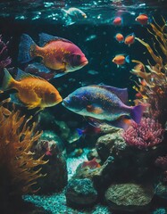 Obraz premium Aquarium full of colorful fish