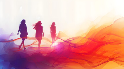 Abstract background with people celebrating International Woman Day - obrazy, fototapety, plakaty