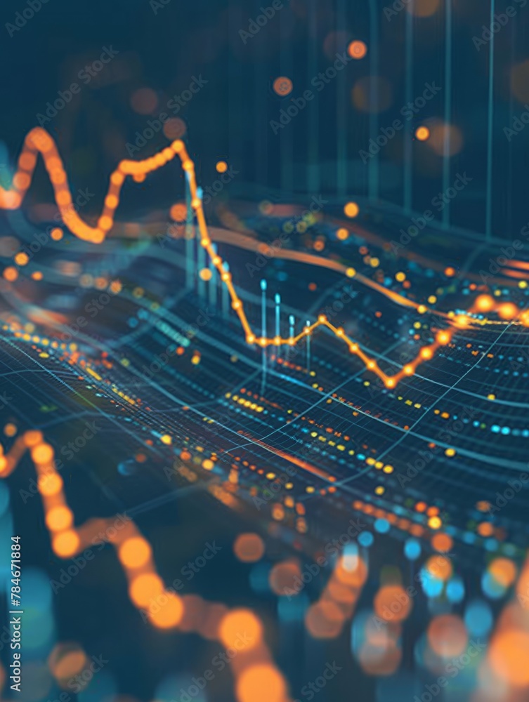 Poster financial technology and business analytics concept analysis of a financial graph growth chart. gene
