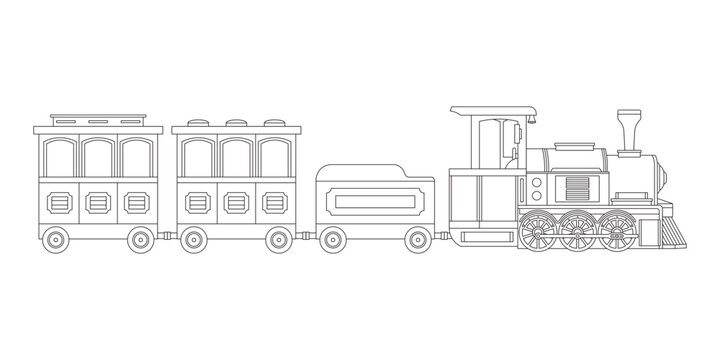 Hand drawn Kids drawing cartoon Vector illustration steam train icon Isolated on White
