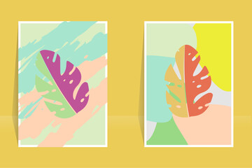 Botanical wall art vector. Abstract Plant Art Design for cover, print, wallpaper