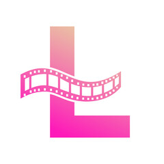 Letter L with Films Roll Symbol. Strip Film Logo For Movie Sign and Entertainment Concept