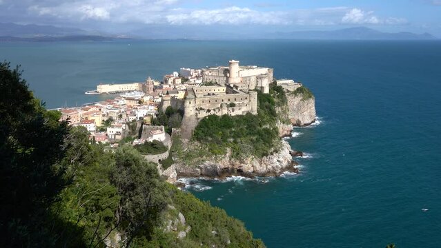 Panoramic view the Angioino Castle in Gaeta, province of Latina, Lazio, central Italy.