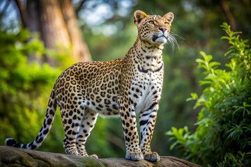 full body leopard looking up.