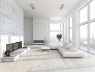 Minimalist, loft interior design of modern living room, home. 
