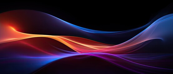 Abstract blue and red waves on black background. 3d rendering, 3d illustration.