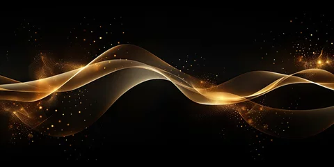 Wandaufkleber Abstract golden wave on black background. Vector illustration for your design. © Gorilla Studio