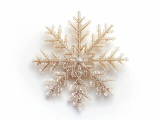 Natural Christmas snowflake on white background 