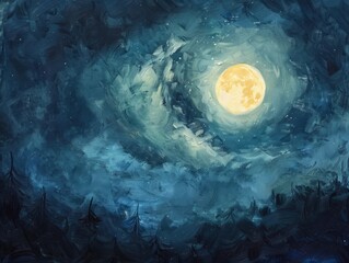 Night Sky With Full Moon 