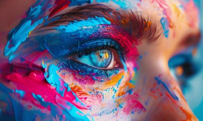 Capture the vibrant energy of young individuals at eye level using vibrant acrylic colors for a pop art twist Showcase their dynamic personalities and unique styles, Traditional Art Medium Acrylic, - obrazy, fototapety, plakaty