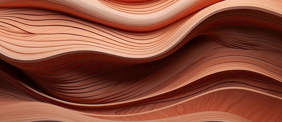 3d rendering, abstract background with wavy lines in coral colors