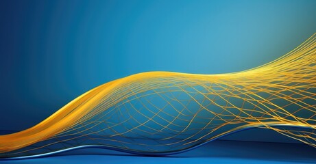 Abstract wavy background with golden lines, 3d render illustration