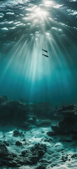 Enigmatic Underwater World Scene, Amazing and simple wallpaper, for mobile