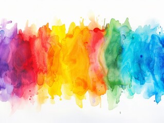 Rainbow watercolor isolated on white - obrazy, fototapety, plakaty