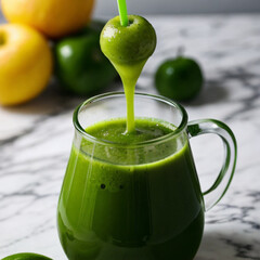 Nutritional smoothie of fresh organic vegetables. Healthy breakfast concept