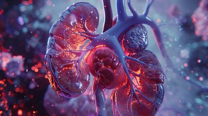 An illustrative depiction showcases diagnostic tests for kidney problems, including blood and urine tests, imaging studies, and kidney biopsy, aiding in the accurate diagnosis of renal conditions. - obrazy, fototapety, plakaty