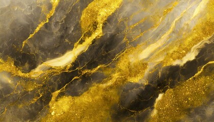 Golden Fluidity: Abstract Black Marble Background with Liquid Gold Design - Contemporary Luxury Wallpaper