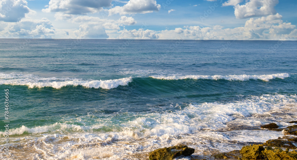 Wall mural Seascape and blue sky.Wide photo.