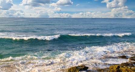 Seascape and blue sky.Wide photo. - 784676665