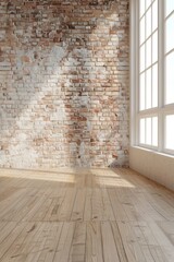 only color brick wall and wooden floor background
