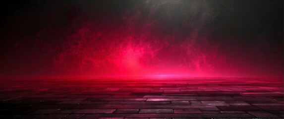 An intense and moody red mist hovers above a dark tiled surface, invoking a mysterious vibe