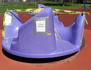 Caution tape on  playground equipment