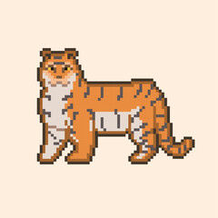 8 bit tiger icon pixel art