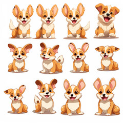 Fototapeta premium Set of cute puppies on white background Created with Generative AI technology.
