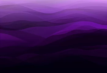 Papier Peint photo Violet Wavy Purple Abstract Hills on Dark Background, Fluid Gradient Design with Copy Space