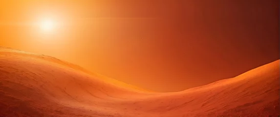 Schilderijen op glas Evocative image of a desert landscape under a beautiful sunset, showcasing the play of light and shadows over the sand dunes © JohnTheArtist