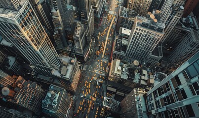 Transform a birds-eye view of a bustling city into a dynamic grunge background using digital rendering techniques, combining pixel art with photorealistic elements