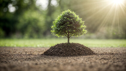 Obraz premium A small tree on the ground