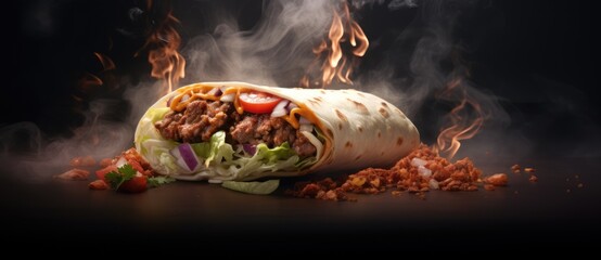 A mouthwatering burrito, its smoky essence adding to its inviting appeal.