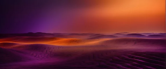 Abwaschbare Fototapete The image captures the tranquil beauty of sand dunes under a breathtaking gradient sky at sunset, invoking a sense of serenity © JohnTheArtist