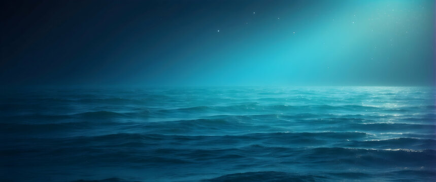 The image illustrates the vast, mysterious ocean meeting the night sky, dotted with stars, evoking wonder