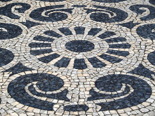 artistic Portuguese paving with ornamental patterns