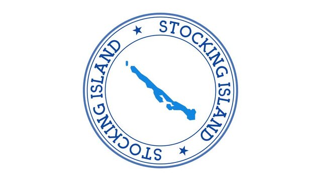 Stocking Island intro. Badge with the circular name and map. Stocking Island round logo animation.