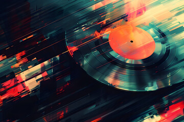 An abstract background for record store day with vintage vinyl records and a retro atmosphere, suitable for music-related events and celebrations. - obrazy, fototapety, plakaty