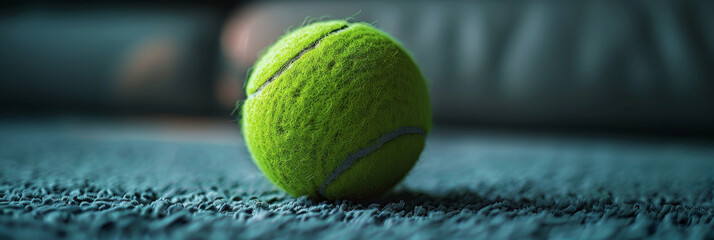 Close-Up of Tennis Ball on Textured Surface in Dim Light