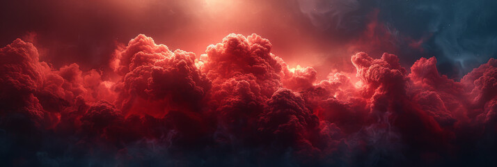 Majestic Red and Blue Cloudscape with Dramatic Lighting - obrazy, fototapety, plakaty