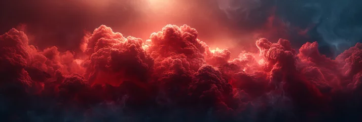 Fotobehang Majestic Red and Blue Cloudscape with Dramatic Lighting © smth.design