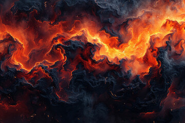 Intense Fiery Lava Flow Texture Captured in Vivid Detail - obrazy, fototapety, plakaty