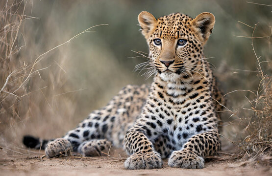 Beautiful shot of an african leopard with a blurred background
